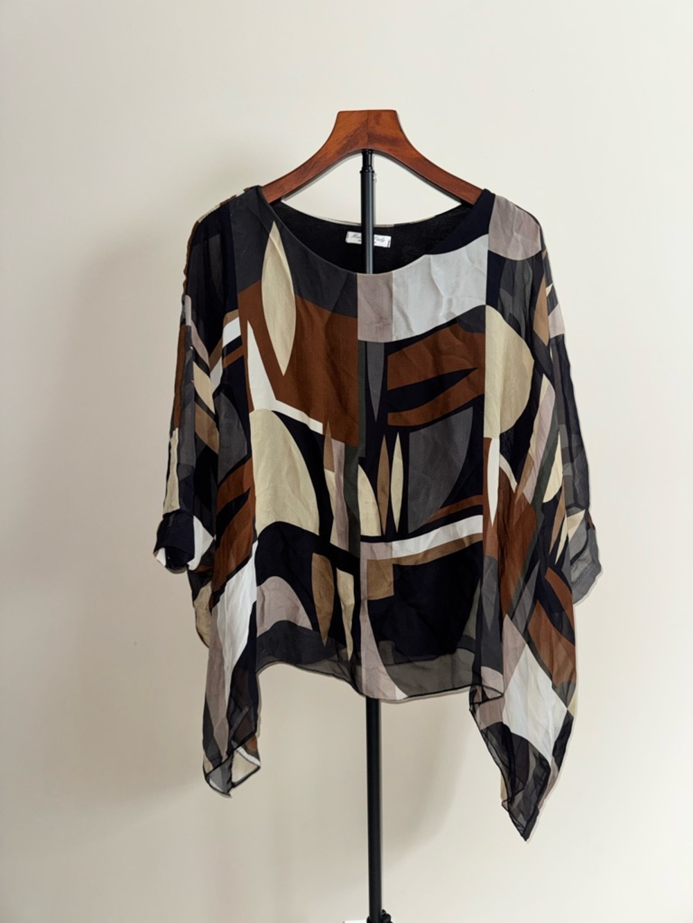 Made in Italy Silk Blouse | Abstract Sheer Silk Top